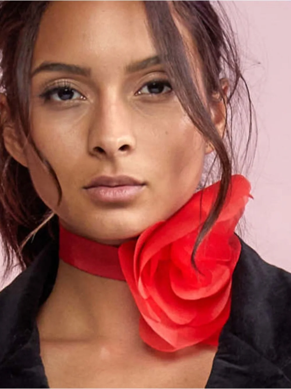 Cynthia Rowley Red Floral Chiffon Neck Wrap